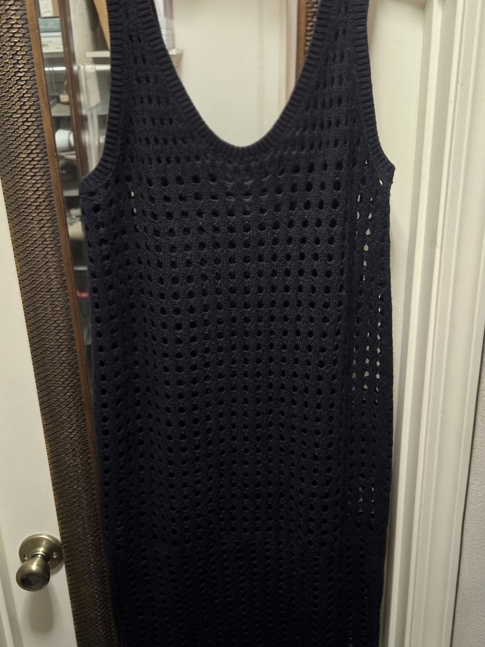 Black Open-Knit Sleeveles Dress/Swim Cover-up